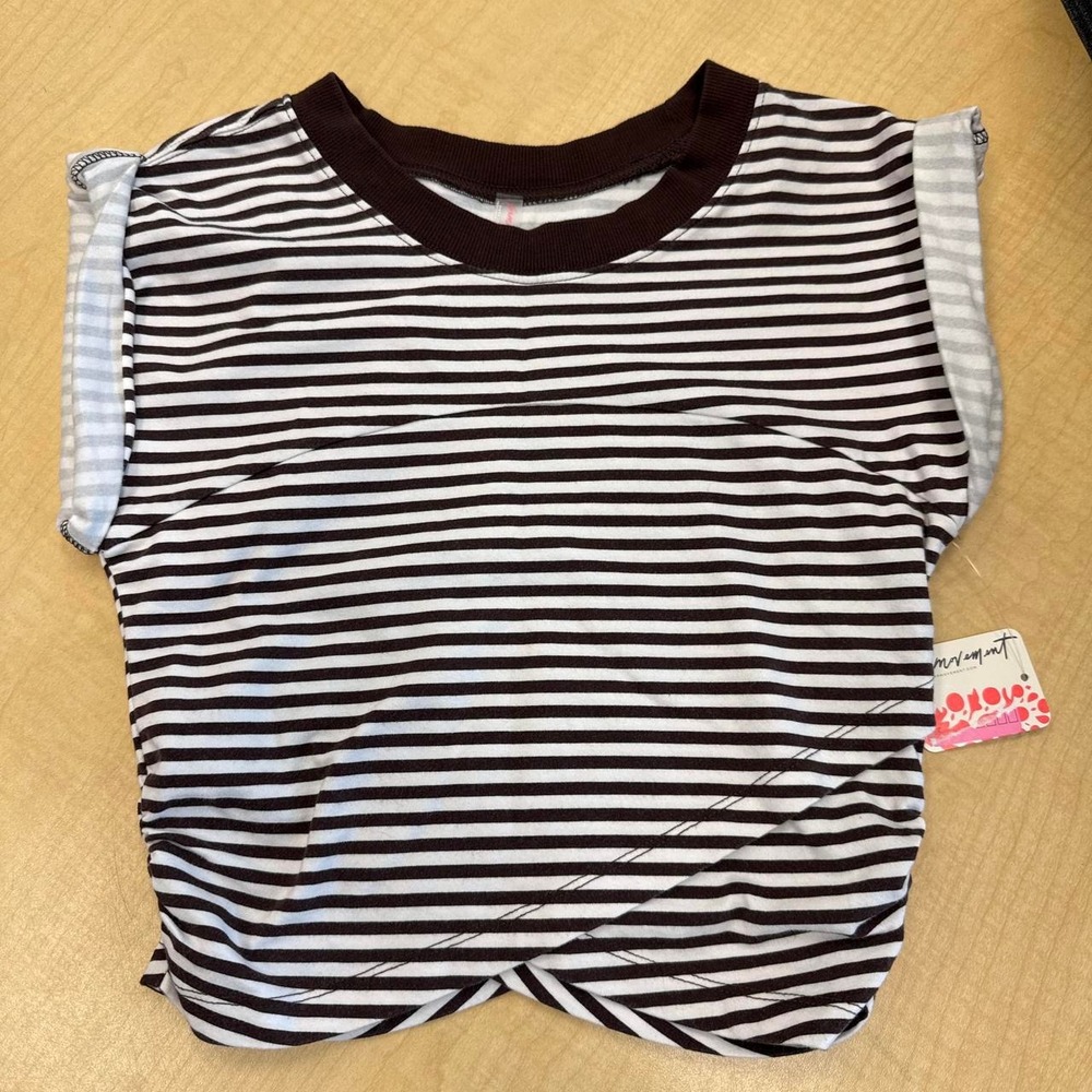 NWT Free People Crossover Top in white and brown stripe